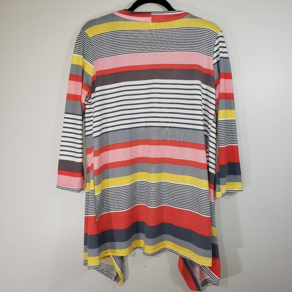 YOBE multi-stripe open front cardigan sweater - Picture 2 of 7